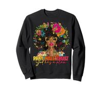 Pray Wait Trust God Plan Jesus Christian Black Woman Afro Sweatshirt