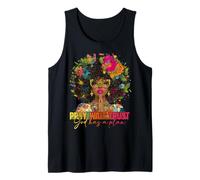 Pray Wait Trust God Plan Jesus Christian Black Woman Afro Tank Top