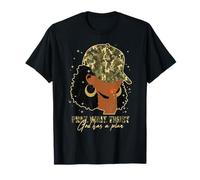 Pray Wait Trust Praying Black Woman Afro Christian Camo T-Shirt
