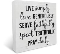 Pray Wood Box Sign Live Simply Love Generously Rustic Decor for Home Bedroom Living Room Shelf Home Office Shelf Table Decor 5x5 Inches