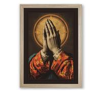 Prayer and Blessing Surrealism Framed Wall Art Print A1 (84.1×59.4cm) Oak, Wall Decor for Living Room, Bedroom, Office & Home, Ready to Hang, Art Gift