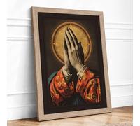 Prayer and Blessing Surrealism Framed Wall Art Print A1 Oak