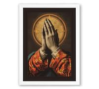 Prayer and Blessing Surrealism Framed Wall Art Print A3 (42×29.7cm) White, Wall Decor for Living Room, Bedroom, Office & Home, Ready to Hang, Art Gift