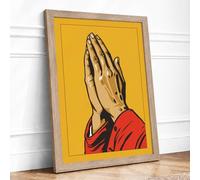 Prayer and Devotion Religious Framed Wall Art Print A3 Oak
