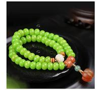 Prayer Bead Bracelets, Double Circle Green Bodhi Beaded Bracelet 54 Prayer Buddha Beads Rosary for Men Women Meditation