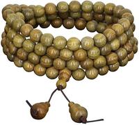 Prayer Beads,Beaded Bracelets,8Mm Green Sandalwood Multi-Circle Beaded Bracelet Necklace 108 Buddha Rosary Unisex for Prayer Meditation Mala(Green-6mm)