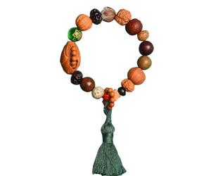Prayer Beads,Beaded Bracelets,Five Elements Bodhi Gold, Wood, Water, Fire, Earth, 18 Seeds, Multi Treasure Bodhi Zi Handstring Loop Buddha Bead Bracelet Art Jewelry(Wood)