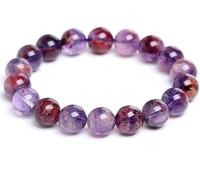 Prayer Beads,Beaded Bracelets,Meditation Prayer Buddha Beads Bracelet Necklace,Natural Ghost Crystal Beaded Bracelet Semi Precious Stone Crystal Round Beads Stretch Beaded Bracelet(10MM)