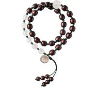 Prayer Beads,Beads Necklace, Prayer Beads Natural Indian Rosewood Agate with Pendant Tibetan Buddhist Bead Jewelry(Color:Wood)