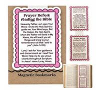 Prayer Before Reading The Bible Magnetic Bookmark, Christian Scripture Bookmarks with Holographic Finish, Double-Sided Bible Quotes Folded Bookmark, Perfect for Bibles, devotionals, journals (1)