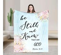 Prayer Blanket Gifts Be Still and Know That I Am God Blankets Lightweight Travel Healing Religious Blanket Cozy Plush Keep Warm for Women 60"X50"