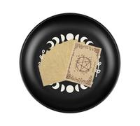 Prayer Bowl, Moon Ritual Plate, 5.51x5.51x0.59 inches, Symbolism Manifestation Altar Decor, Vintage Religious Plate for Ceremony Meditation Worship Spiritual Practice Home Sacred Praying Traditions