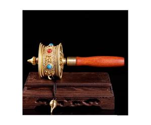 prayer bowl, Tibetan Prayer Wheel, Hand Held Prayer Wheel Buddhist Prayer Wheel An Ultra-smooth And Silent Hand-cranked Sutra Wheel For Tibetan Buddhism (Color : Gold, Size : 1)