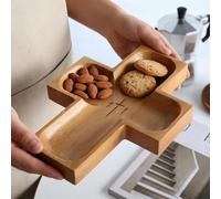 Prayer Bowl Wooden, Salad Bowls | Rustic Religious Large Capacity Tray | Spring Serving Tray for Daily Breakfast Salad Cake Fruits Desserts Buffet Entertaining Hosting Thanksgiving Holiday