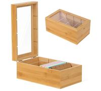 Prayer Box 10x6x4in Blank Bamboo Prayer Card Holder with Removable Compartment Cards Organizer for Your Daily Prayers, Card Holder