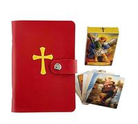 Prayer Card Holder- Portable Leather Display Notebook, Religious Scripture Profile,Spiritual Keepsake Binder | Sanctified Secure Vaulting, Church Funerals Household Worship Protection Enclosure