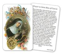 Prayer Card St Rita Religious Prayer Difficult Causes Devotional Verse Laminated Credit Card Size Gold Foil Medal