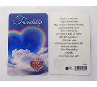 Prayer Cards Friendship Laminated Silver Foil Heart Motif (For a Friend)