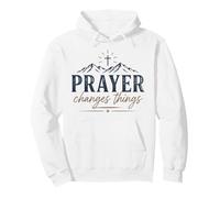 Prayer Changes Things Christian Faith Cross Mountains Pullover Hoodie