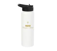 Prayer Changes Things Jesus Cross Mens Womens Kids Stainless Steel Insulated Water Bottle