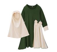 Prayer Clothing for Children Muslim Dresses Long Sleeves Abaya with Hijab Islam Clothing Women Ramadan Clothing Children Two Piece Dresses Islam Clothing Muslim Jilbab, a, 110