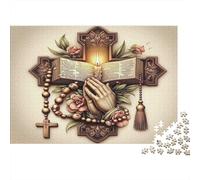 Prayer Cross Bible 1000 Piece Puzzle for Adults Recycled Paper Educational Game Challenge 38x26cm/1000pcs