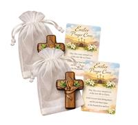Prayer Cross Gift, Handcrafted Wooden Cross with Inspirational Card & Drawstring Bag,Prayer & Comfort - Unique Christian Gift,Pocketing Faith Sanctuary for Prayer,Easter Gifts (2PC)