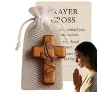 Prayer Cross Gift,Handmade Wooden Pocket Cross,Comfort Cross,Handheld Wooden Protection Cross,Christian Gifts for Baptism,Portable Prayer Tool,Solid Wood Holding Cross,Religious Gifts,Anxiety Relief