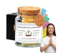 Prayer Jar - Glass Scripture Verse Display Colorful,Bible Inspiration Notes Container | Christian Devotional Home Decor Gift for Faith Reflection Encouragement