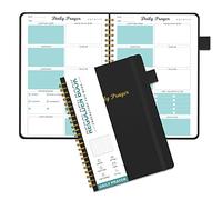 Prayer Journal for Women, Daily Bible Journal, Devotional Journal, Verse Inspirational Writing Spiral Notebook for Christian Gifts, Lasts 6 Months (8.5x5.5”), Black