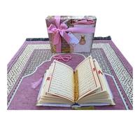 Prayer Mat Gift Set, Tasbeeh, Prayer Rug, Holy Arabic, Moshaf, Book size 17x12 Sajjada, Islamic Gift, Muslim Gift Set,Janamaz (ROSE)