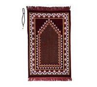 Prayer Mat/rug with Prayer Beads Tasbih Starry style Islamic Namaz Lightweight soft Muslim Carpet Turkish Janamaz Namaz Sajadah, Ideal for Travel/Home/Office/Masjid/Hajj/Umrah (Red)