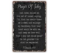 Prayer of Jabez Poster 1 Chronicles 4 10 Bible Verse Wall Art Metal Tin Sign Pictures for Bathroom Home Decorative Paintings for Bedroom Modern Artwork Wall Decorations 8x12 Inch