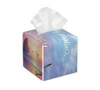 Prayer Prayers Biblical Shall Word Favorite Luxury Leather Tissue Box Cover, 5" Square Top-Grain Leather Holder with Easy Refill Lid for Home Office Desk Decor