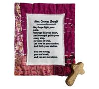 Prayer Quilt With cross Inside, Pocket Prayer Quilt, Christian Prayer Quilt, HOpe, Courage, And Strength, Praying Supplies With Small Wooden Crosses