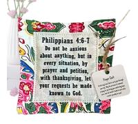 Prayer Quilt With Crosses Inside, Handmade Sew Individually Colorful Quilts, Symbolism Poems Quilts With Wooden Crosses Inside, Colorful Quilts For Yourself Friend - 10 X 10 Cm