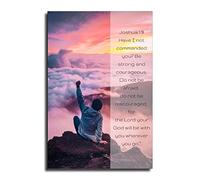 Prayer Room Closet Decor Joshua 1 9 Be Strong And Courageous Motivational Sayings Canvas Art Poster And Wall Art Picture Print Modern Bedroom Decor Posters 12x18inch(30x45cm)