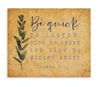 Prayer Room Decor Listen Before You Speak Bible Verse Canvas Wall-Art Print Vintage Scripture Poster(Unframed,16x24inch(40x60cm))