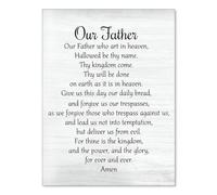 Prayer Room Wall Decor, Black Scripture Canvas Print Featuring The Lord's Prayer, Rustic Farmhouse Christian Art for Bedroom, Home, Church Office(Framed,08x12inch(20x30cm))