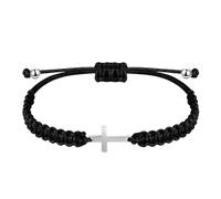 Prayer Rope Black And White Simple Cross Orthodox Prayer Bracelet For Men Women, Black White Braided Rope Couple Bracelets Silver Color Adjustable Bracelet Christian Jewelry, anglican prayer beads