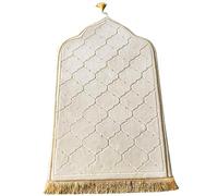 Prayer Soft Muslim Mat, Traditional Turkish Islamic Thick 25.6x43" Large Size Flannel Praying Rug for Daily Salah and Meditation, White