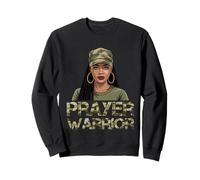 Prayer Warrior Camo Hat God Jesus Christian Black Girl Woman Sweatshirt