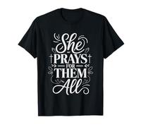 Prayer Warrior Mom She Prays Them Floral Praying Christian T-Shirt