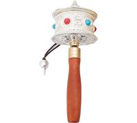 Prayer Wheel, Prayer Wheel Hand Held Prayer Wheel National Rotating Instrument for Meditation and Relaxation Prayer(Silver)