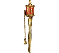 Prayer Wheel, Prayer Wheel Hand Held Prayer Wheel Six-Character Mantra Double Bearing Painted Alloy Prayer Wheel Prayer(M)
