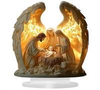 Prayer Wings Angel Figurine, Durable Acrylic Water Proof Lights Angel Statue with Lights String,Guardian Memorial with Serene, Praying Pose and Soft Light, for Desk and Living Room Decoration