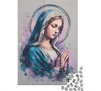 Prayerful Virgin Mary Art Print -2 Jigsaw Puzzles Puzzle for Adults Kids. 1000 Piece Whimsical Challenge Toy Educational Game Home Decoration for Adults& Kids Age 14 Years Up 38x26cm/1000pcs