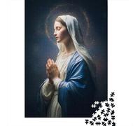 Prayerful Virgin Mary Art Print Jigsaw Puzzles Puzzles for Adults Kids. 1000 Pieces Impossible Challenge Toy Educational Games Home Decoration for Educational Games Gifts 52x38cm/1000pcs
