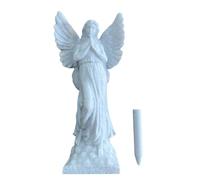 Praying Angel Grave Ornament, Stone Effect, Grey, 25cm, Graveside Cremation Memorial Decoration. Comes With Detatchable Peg For Ground.