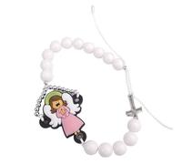 Praying Angel Rosary Bracelet with White Beads, Religious Devotional Gifts, Adjustable, 7.25 Inches